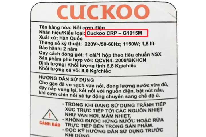 Hướng dẫn chi tiết cách nấu cơm nồi Cuckoo G1015M
