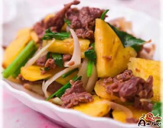Cách xào dứa với thịt bò Cách xào dứa với thịt bò
