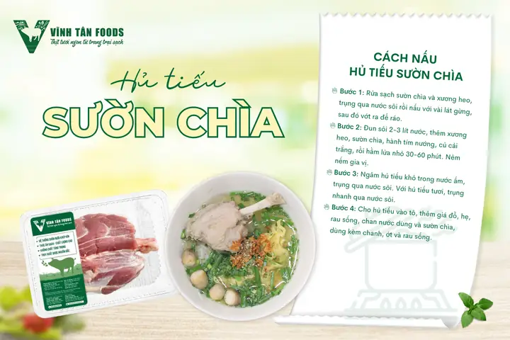 Nguyên liệu nấu món hủ tiếu sườn chìa