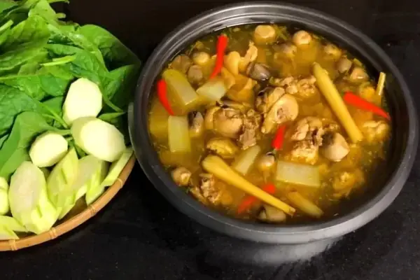 cách nấu lẩu gà hầm sả