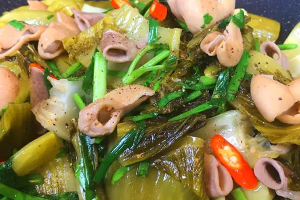 cách nấu lòng xào dưa