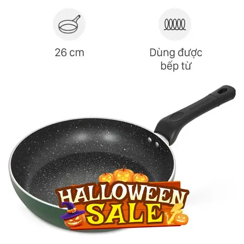 Chảo nhôm chống dính vân đá đáy từ Sunhouse SH26G