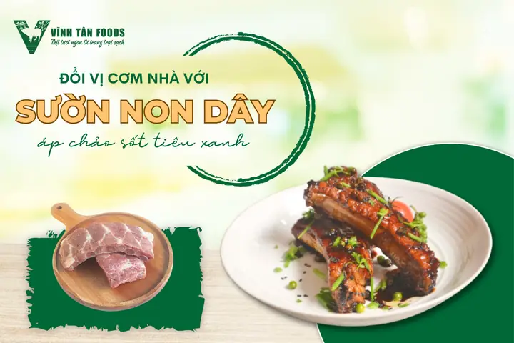 Cách Nấu Món Sườn Non Dây Áp Chảo Sốt Tiêu Xanh
