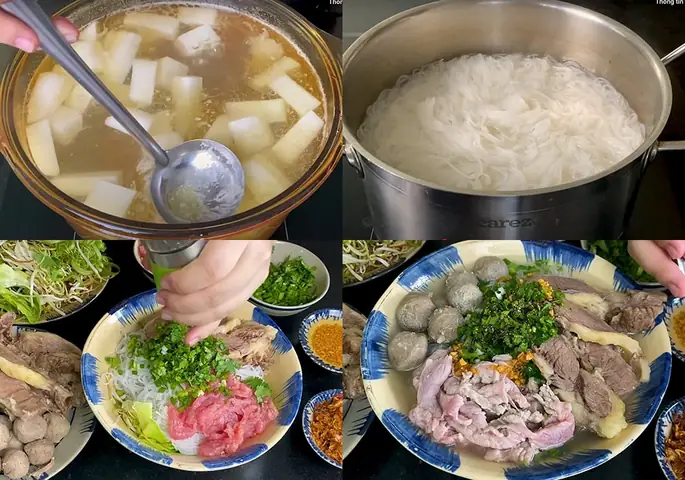 Các bước làm bún bò viên Các bước làm bún bò viên