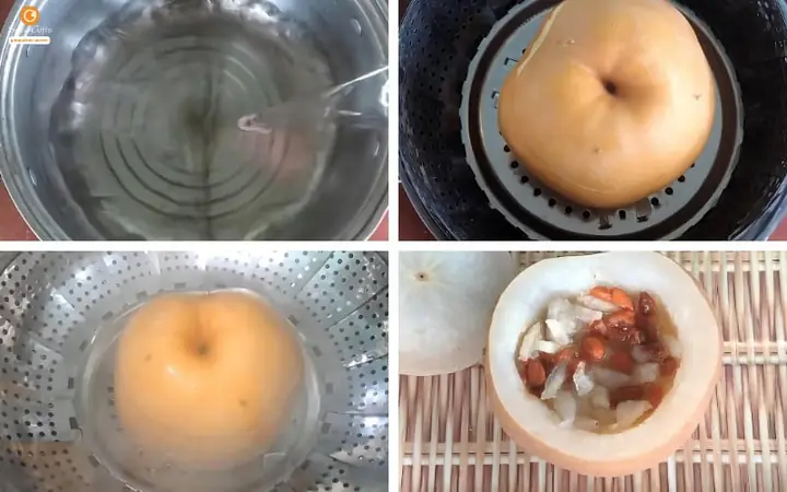 Cách làm lê hấp đường phèn với kỷ tử