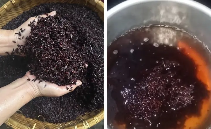 Cách nấu rượu nếp cẩm bằng nồi cơm điện ngon