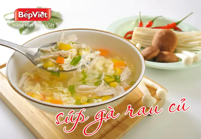 cách nấu súp gà rau củ