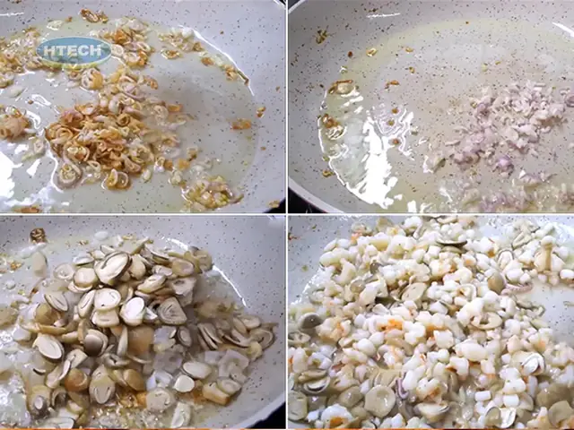 3.3. Xào hải sản săn trên lửa vừa