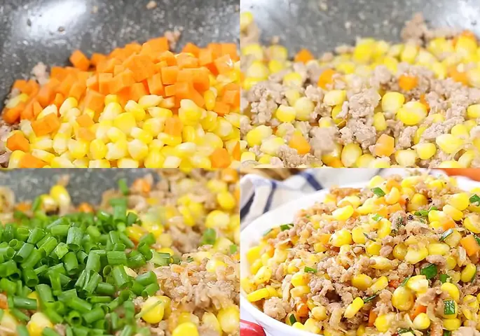 Các bước làm bắp xào thịt băm