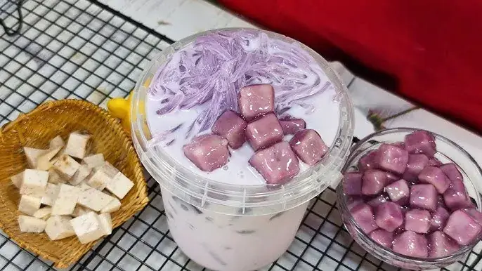 cách nấu trà sữa khoai môn