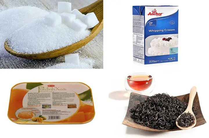 1. Nguyên liệu để pha trà sữa với whipping cream