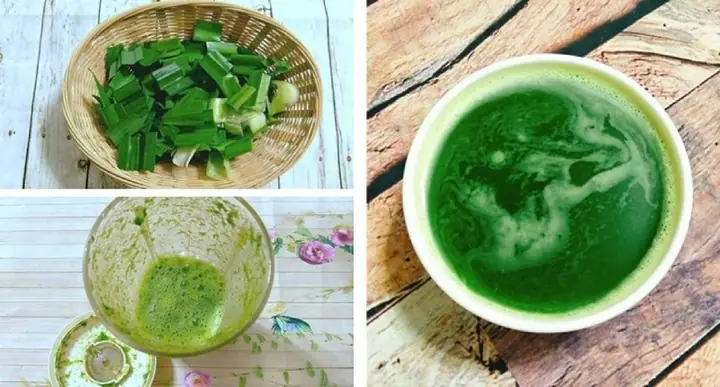 Bước 1: Sơ chế lá dứa và ngâm gạo nếp