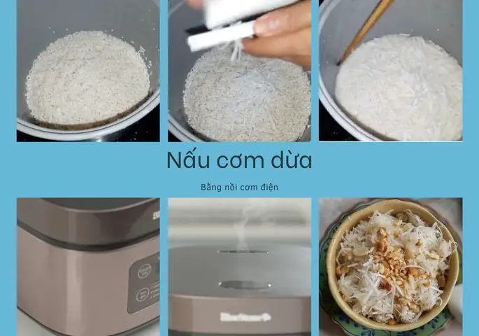 Nấu xôi dừa bằng nồi cơm điện
