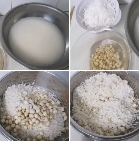 cách nấu xôi dừa hạt sen