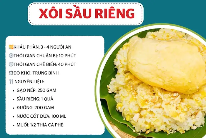cách nấu xôi sầu riêng