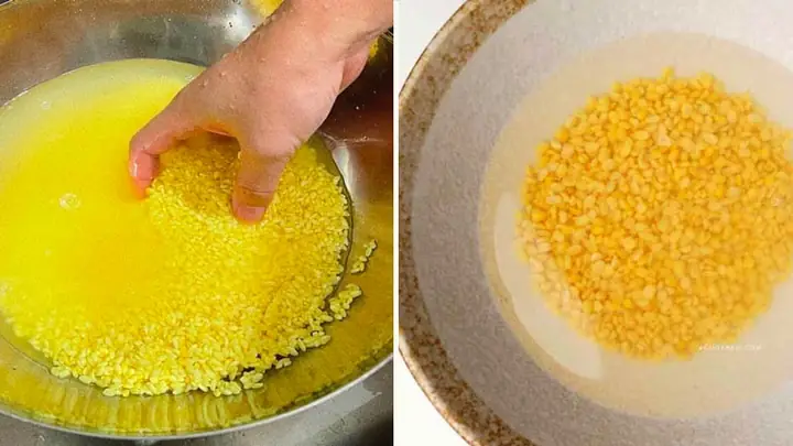 Bước 2Ngâm đậu xanh và nếp