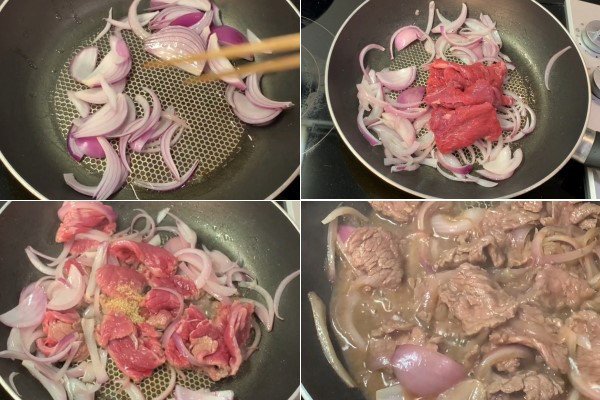Cách xào thịt bò với hành tây