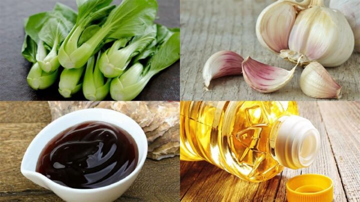 Cải thìa tươi ngon và tỏi băm