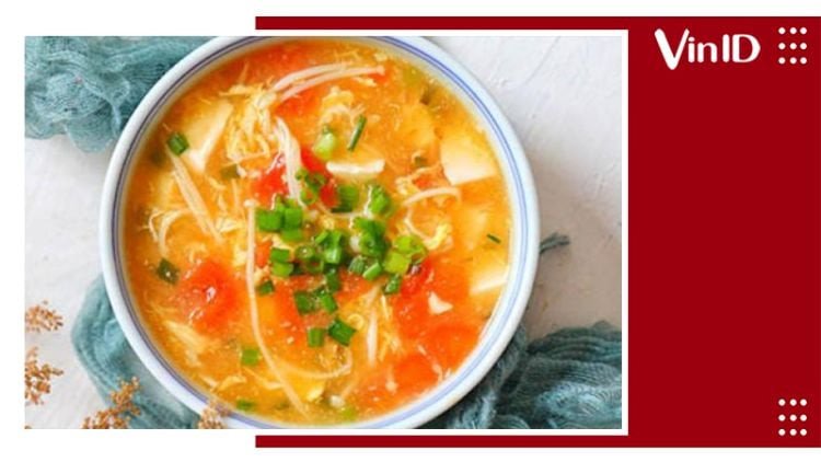 Canh cà chua trứng nấm