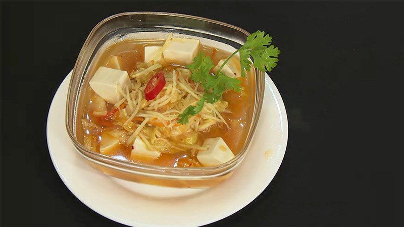 Canh kim chi đậu phụ chay ấm nóng