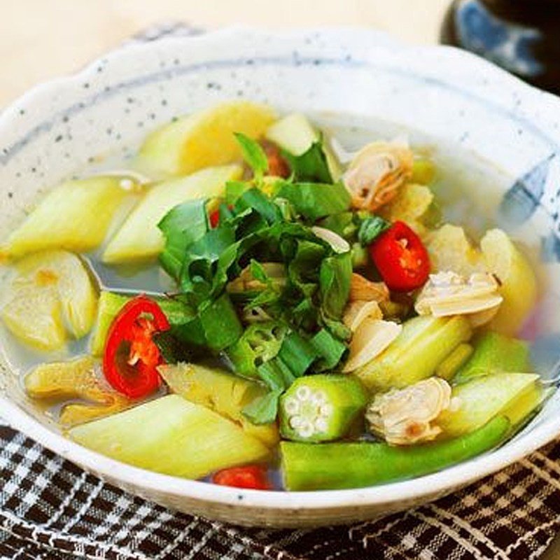 Canh ngao dọc mùng đậm đà