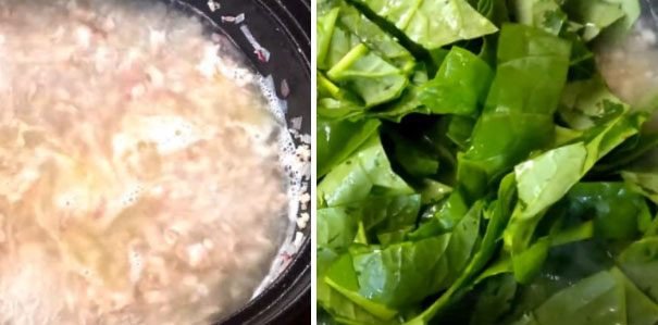 Canh rau mồng tơi thịt băm hoàn thành