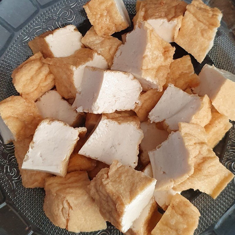 cắt đậu phụ miếng vuông vừa ăn