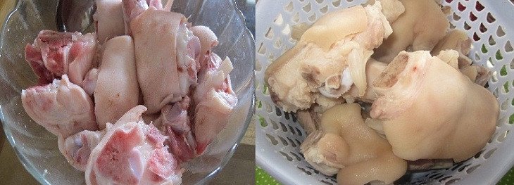 Chân giò heo sau khi sơ chế sạch sẽ