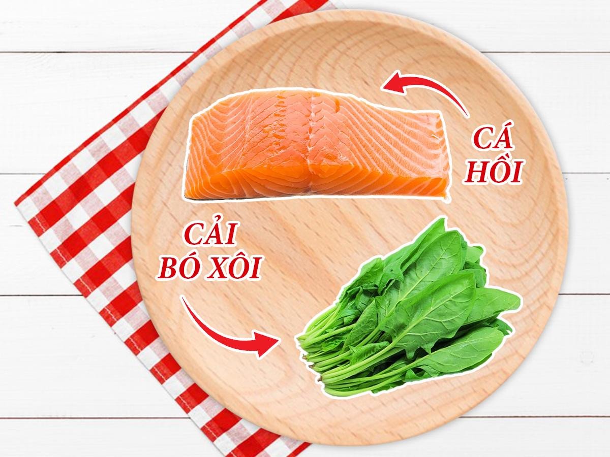 Cháo cá hồi cải bó xôi bổ dưỡng