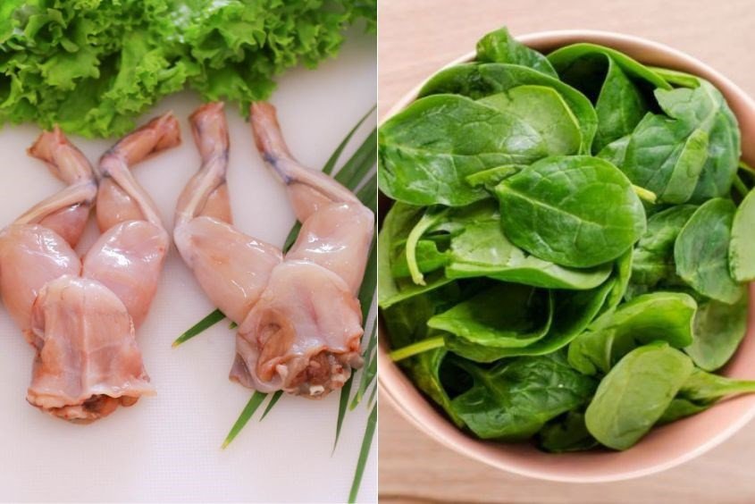Cháo ếch rau mồng tơi bổ sung dưỡng chất cho bé