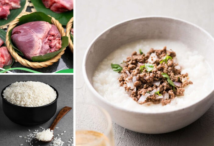 Cháo tim heo nấu cùng đỗ xanh và hạt sen thơm ngon, bổ dưỡng cho bé ăn dặm