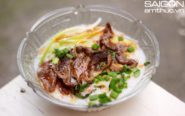 cháo tim heo thơm ngon sau khi hoàn thành