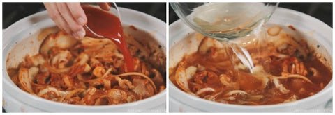 Chế biến nước dùng lẩu kim chi