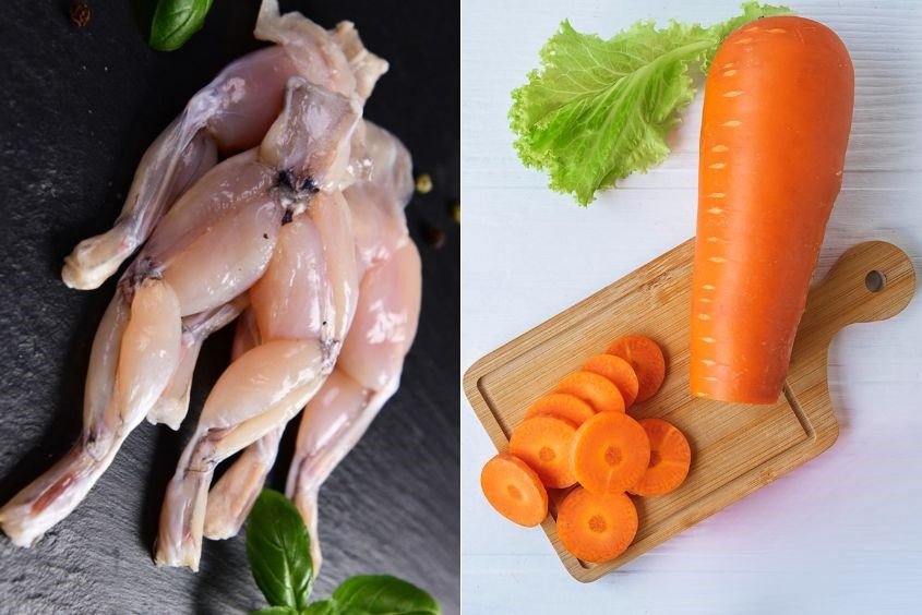 Chén cháo ếch nấu cùng cà rốt, bữa ăn tăng cường vitamin cho bé 1 tuổi
