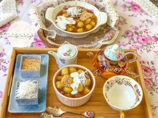 Chén chè sắn dẻo đường thốt nốt nóng hổi hấp dẫn