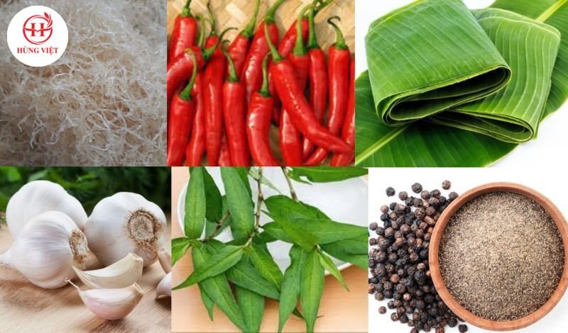 Chuẩn bị đầy đủ các loại nguyên liệu làm nem