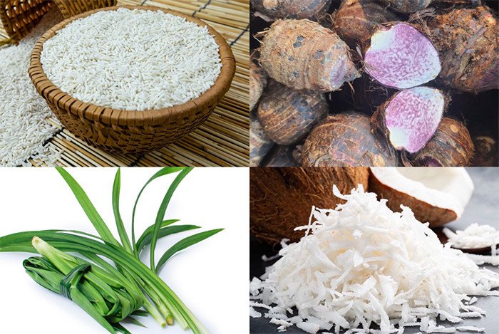 Chuẩn bị đầy đủ nguyên liệu nấu xôi khoai môn tại nhà