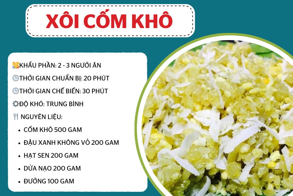 Chuẩn bị nguyên liệu cần thiết cho món xôi cốm xanh khô