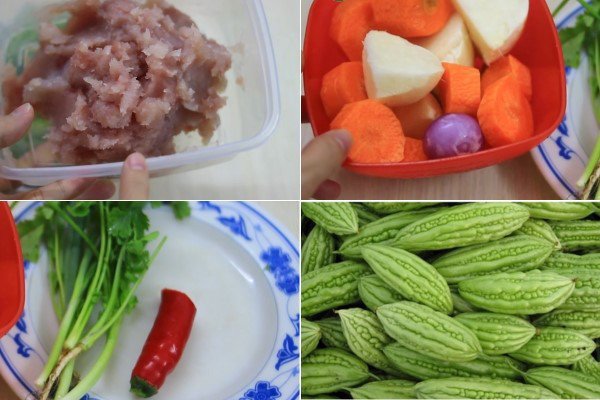 Chuẩn bị nguyên liệu cho lẩu khổ qua cá thác lác ít đắng