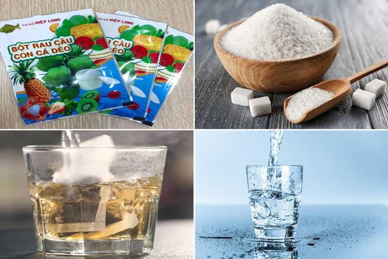 Chuẩn bị nguyên liệu làm thạch rau câu mềm dai, một phần quan trọng trong cách nấu trà sữa thái đỏ.