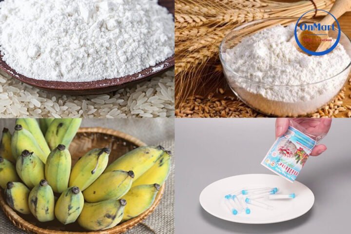 Chuối sứ chín vàng chuẩn bị làm bánh chuối chiên giòn