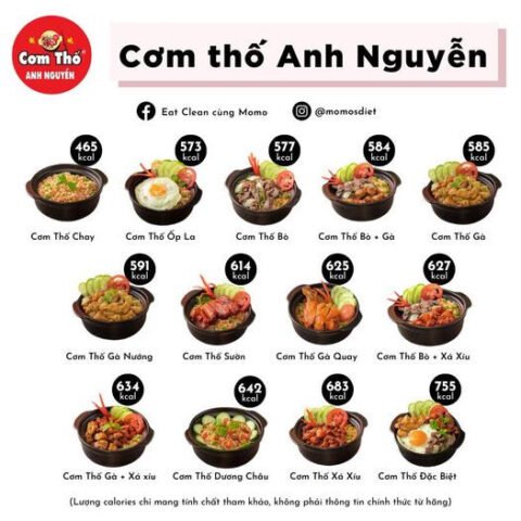 cơm thố xá xíu bao nhiêu calo