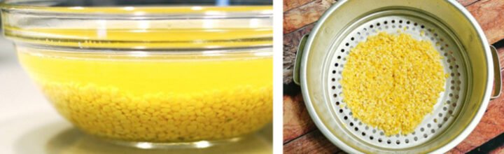 Đậu xanh hấp làm nhân bánh xèo chay