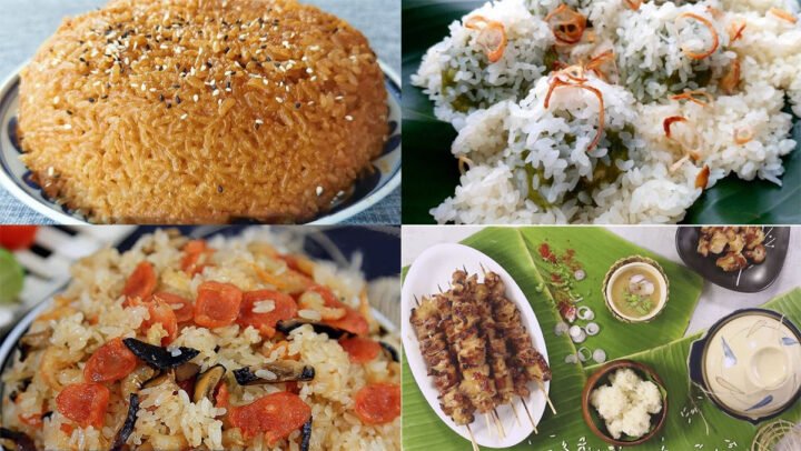 Đĩa xôi mặn thịt heo truyền thống với đa dạng topping hấp dẫn