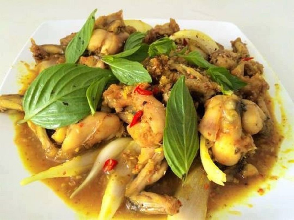 Ếch xào lá húng quế cực thơm, hấp dẫn cho bé ăn cơm