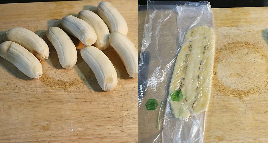 Ép chuối dẹt làm bánh chuối chiên