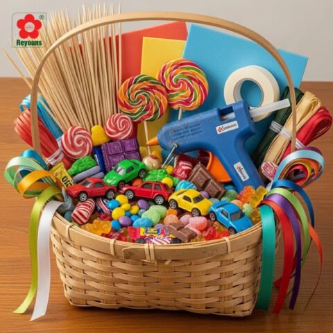 Giỏ quà bánh kẹo Trung Thu cho bé với nhiều đồ chơi và bánh kẹo