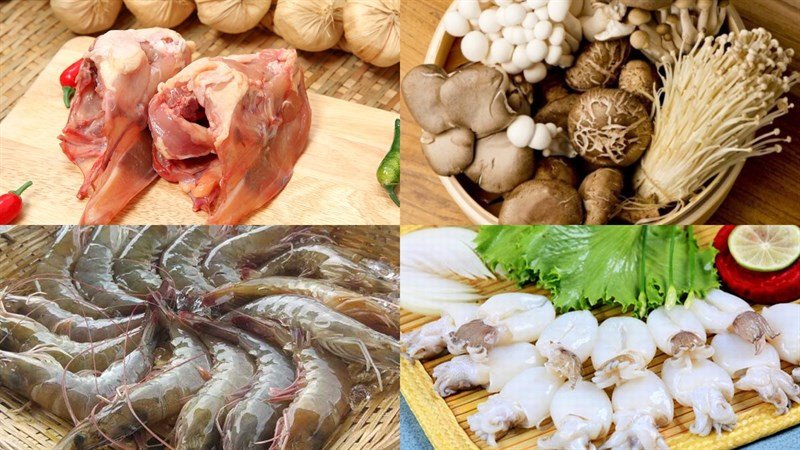 Hải sản tươi ngon để nhúng lẩu