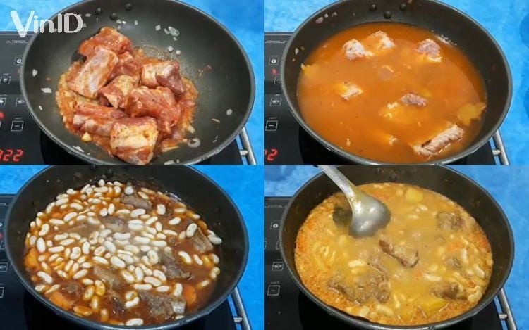 Hầm sườn cùng đậu thận trắng và sốt cà chua