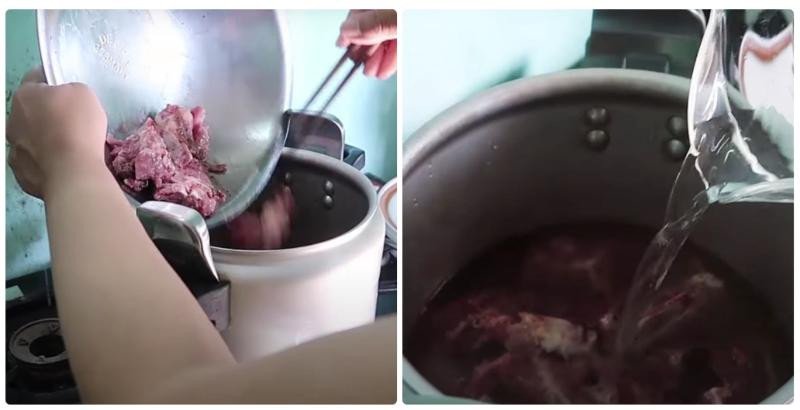 Hầm xương heo bằng nồi áp suất nhanh hơn để nấu bún xương heo